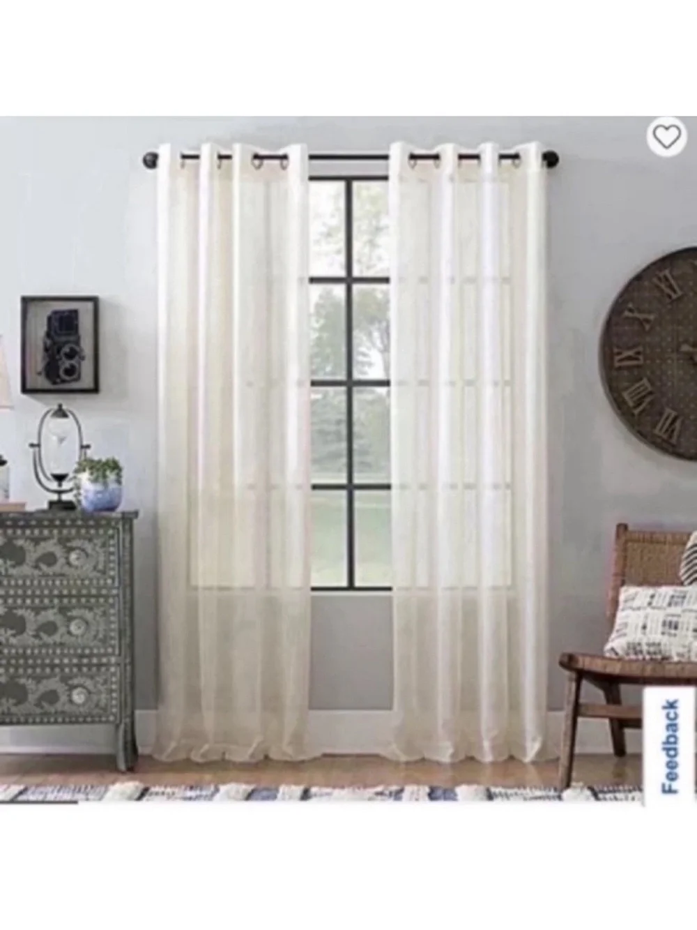 Set of 2 JC Penney Textured Sheer Grommet Top Single Curtain Panels